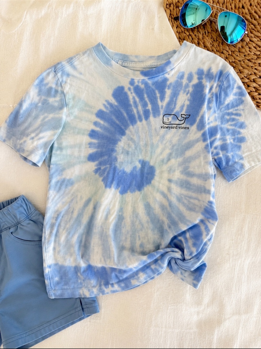 Vineyard Vines Kids Size 7 Blue Tie Dye Whale Graphic Short Sleeve T-Shirt